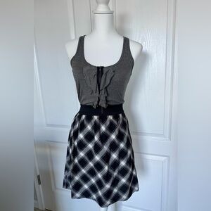 Eight Sixty Black and White Plaid A-Line Dress